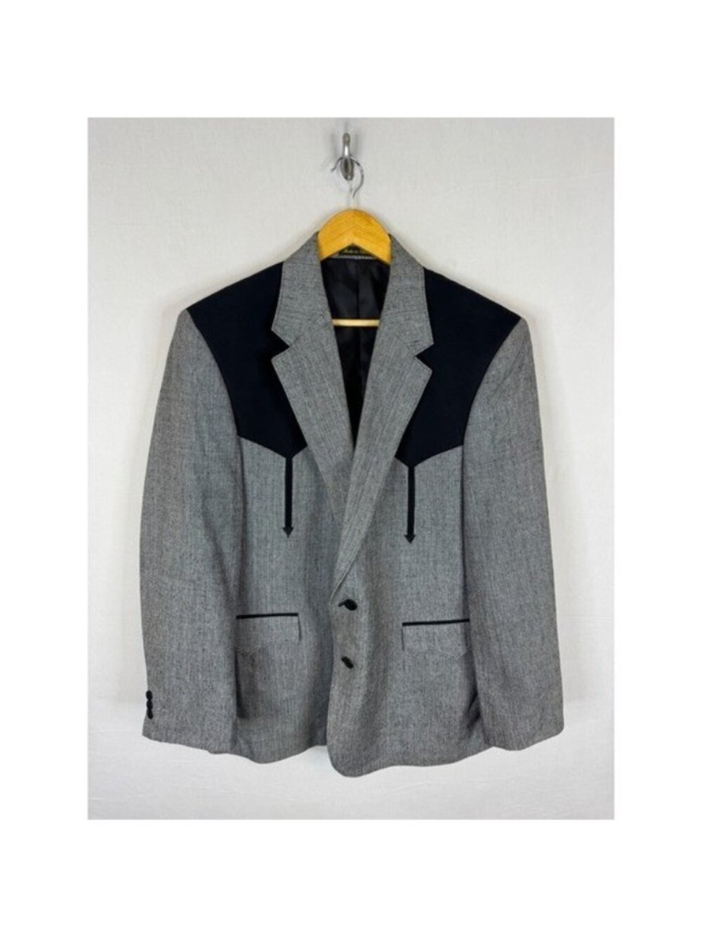 Circle S Dallas Texas Mens 46L Western Blazer Grey Silk Micro Check Sport Coat